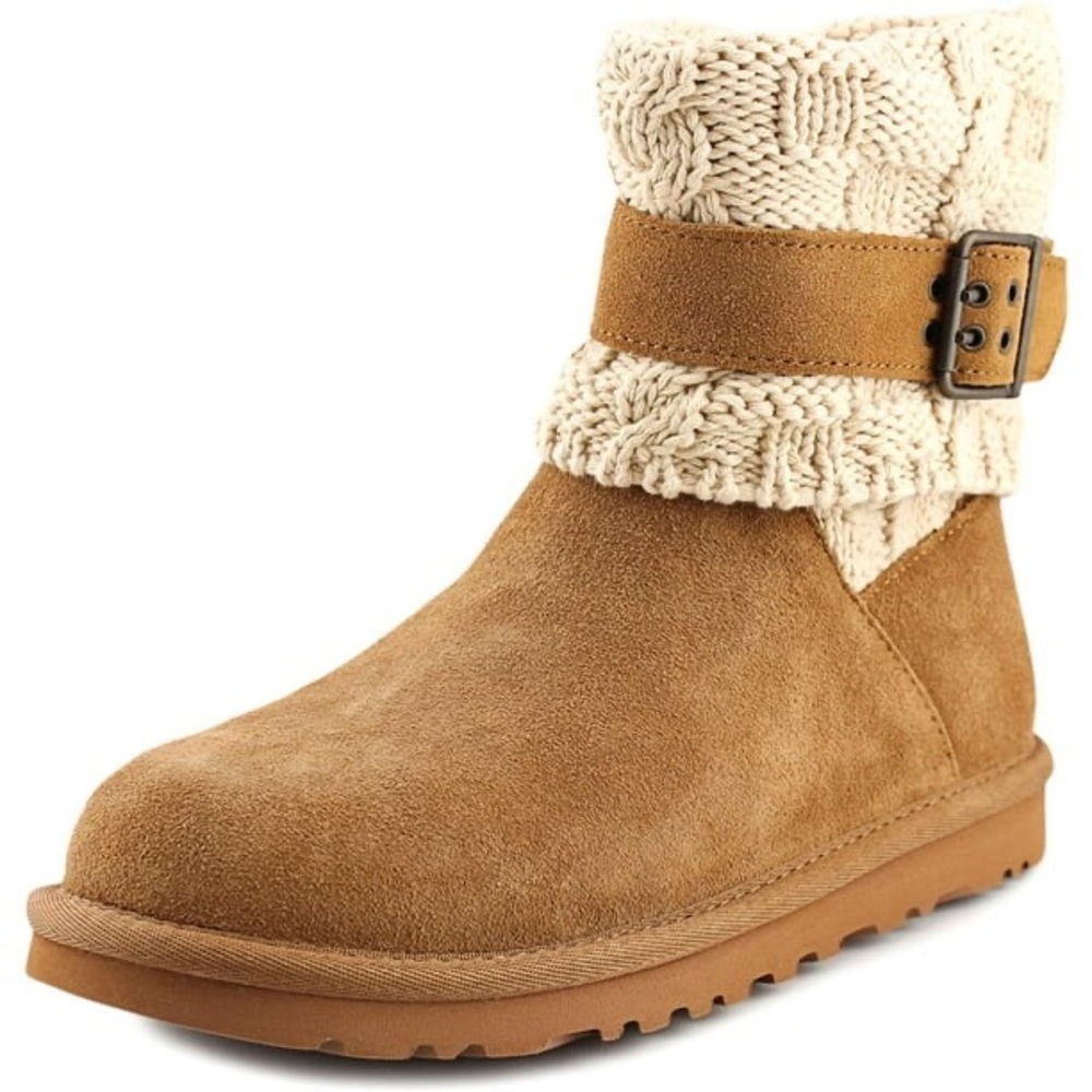 UGG Australia Knit Boots with Suede Buckle